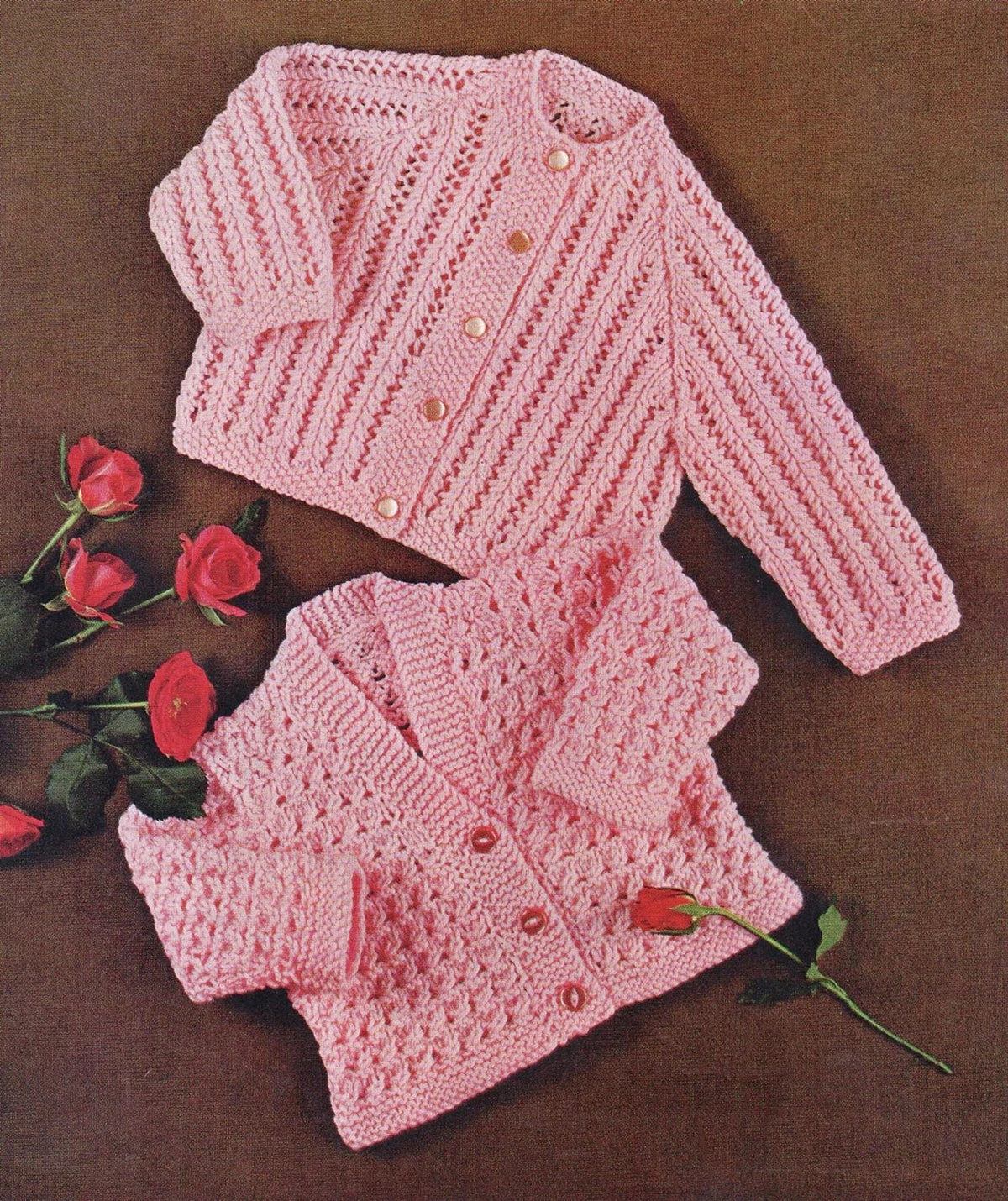 Girl's Baby Jacket Cardigans-  Eyelet lacy design Textured- 18" - 24"  DK 8 PLy Light worsted Knitting Pattern Download PDF