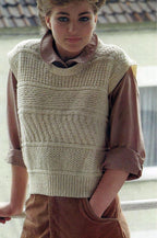Women's Beginner Round Neck Sampler Sleeveless Sweater  Vest Slipover 34"-38"  Suggested yarn Worsted 10 ply Knitting Pattern PDF download