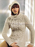 Womans Fitted Ribbed Cable Turtle Neck Sweater & Beanie hat Knitting Pattern Chunky Bulky 12 ply Knitting Pattern PDF Download XS-XL sizes