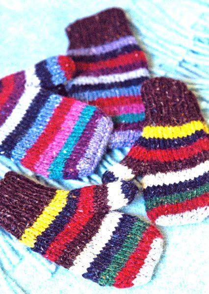 Children's Stripe Mitts Knitted flat 2 Needles~DK (8 Ply) Light Worsted- sized 1-4 years Knitting Pattern PDF Download- Use up that odd yarn