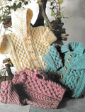Child's Cable Cardigan- Sweater & Hooded Duffle Jacket Boy- Girl- Knitting Pattern -Aran(Worsted weight) Instant Download-18-28" chest