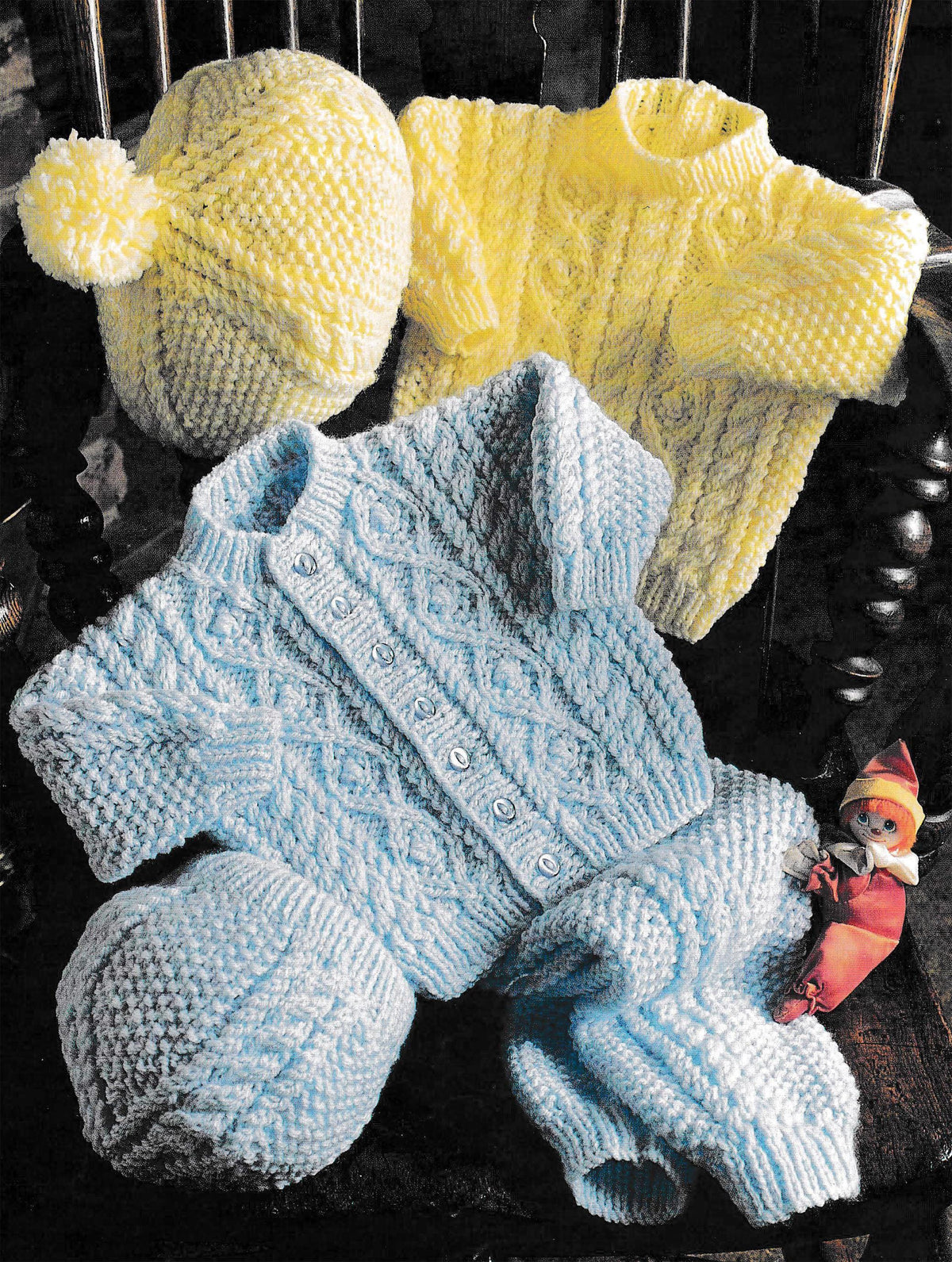 Child's Cable Cardigan Sweater Trousers- Beret & Hat - Winter Knits- Knitting Pattern -Aran(Worsted weight)  Download-16-22" Boys Girls
