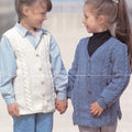 Child's Easy Long Cable Cardigan Jacket & V Neck Waistcoat