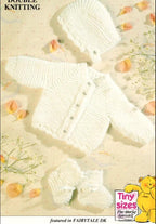 Very Small Baby Garter Stitch Cardigan & bootees- hat Premature 3-5 lbs. ( 5-8 lbs.  8-12 lbs.)