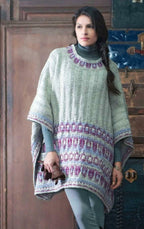 Women's Round Neck Blanket Poncho Jacquard pattern One size 43" 2 ply Wool Knitting Pattern PDF download-Fair Isle cowl Pattern included