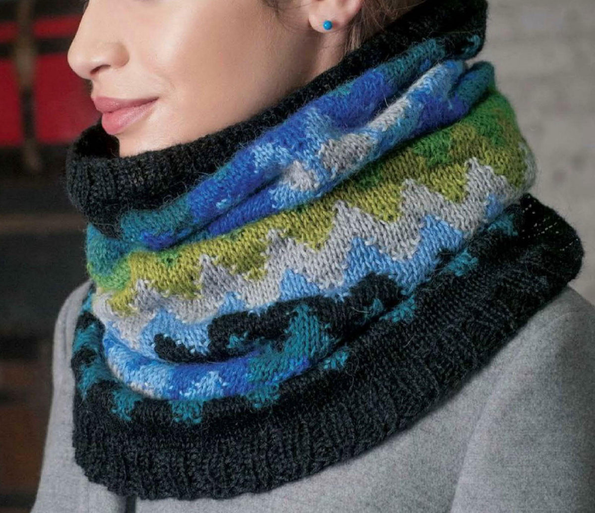 Women's Round Neck Blanket Poncho Jacquard pattern One size 43" 2 ply Wool Knitting Pattern PDF download-Fair Isle cowl Pattern included
