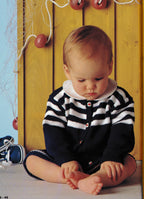 Girl's Stripey Jacket Cardigan-& Knitted Skirt in 4 Ply-Fingering Fits "21"-25" or  ( 6-24 months)-- Knitting Pattern Download PDF
