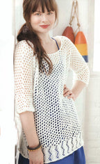 Woman's Round neck Oversize loose fit Deep V Back Sweater overtop 100% cotton- chest 28" - 53"- Larger sizes Knitting Pattern Download PDF