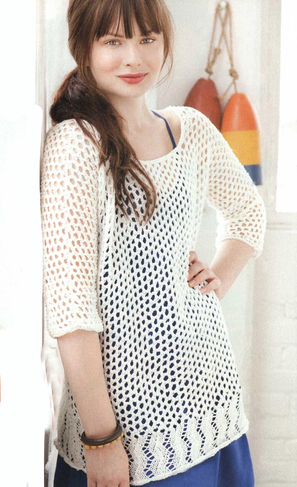 Woman's Round neck Oversize loose fit Deep V Back Sweater overtop 100% cotton- chest 28" - 53"- Larger sizes Knitting Pattern Download PDF