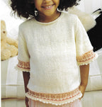 Girl's - Baby Cardigan-Fair Isle Border & matching short sleeved sweater-Picot borders 4 ply Fingering yarn- Knitting Pattern Download PDF