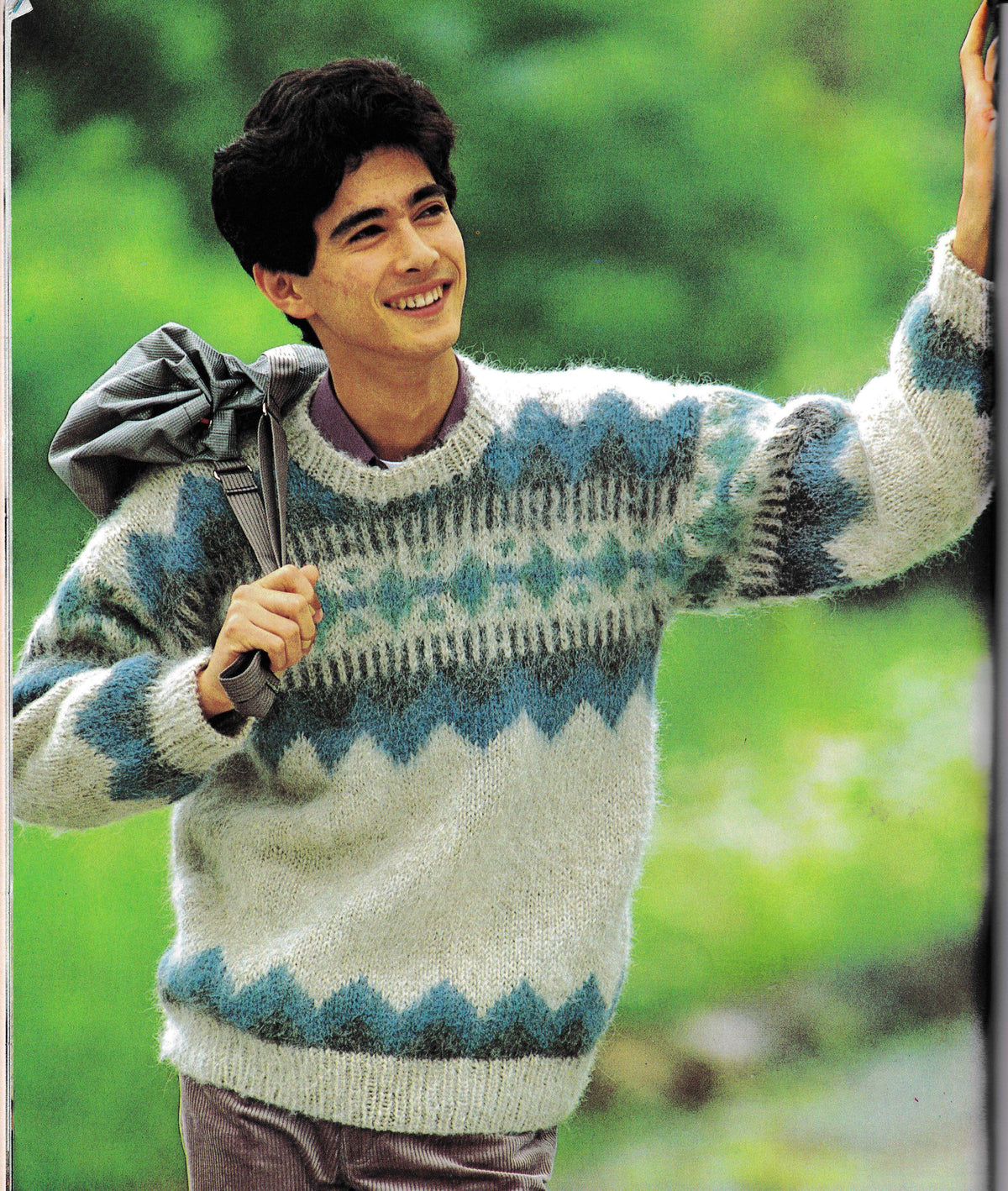 Mans Fair Isle Norwegian Sweater Round Neck  Up to 42" ~ PDF Knitting Pattern Download- with Chart Chunky Bulky 12 ply-Jacquard knit vintage
