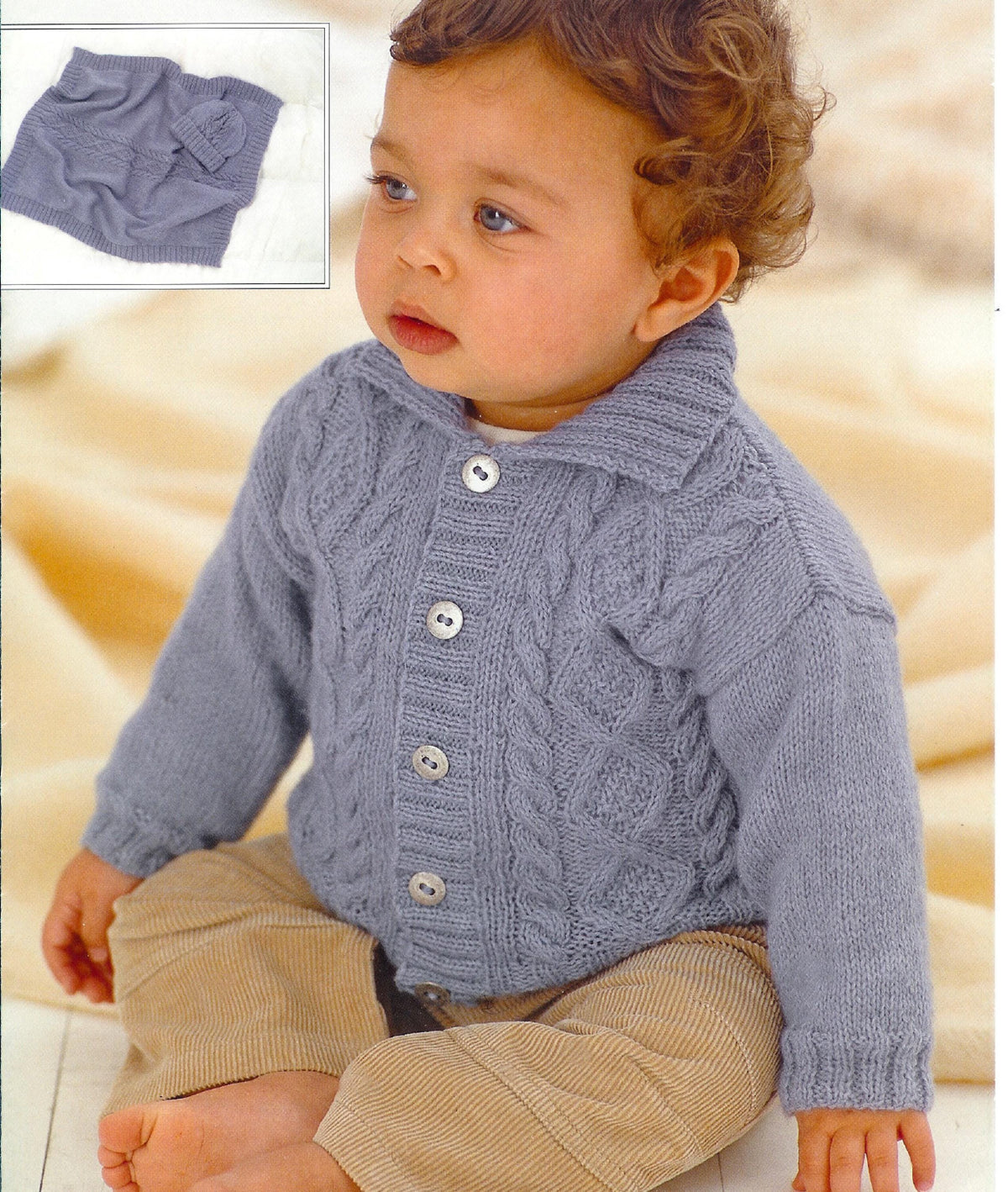 Child's Cable Cardigan- Hat &  Cable Blanket  Knitting Pattern -4 ply (Fingering) PDF Download-16-26" ( Birth-6 yrs) Boys Girls