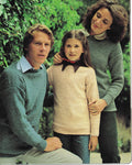 Casual Guernsey His' n 'Hers & Children's Sweaters drop  Sleeve 22" - 40" DK 8 Ply Light Worsted Knitting Pattern PDF Download- Vintage