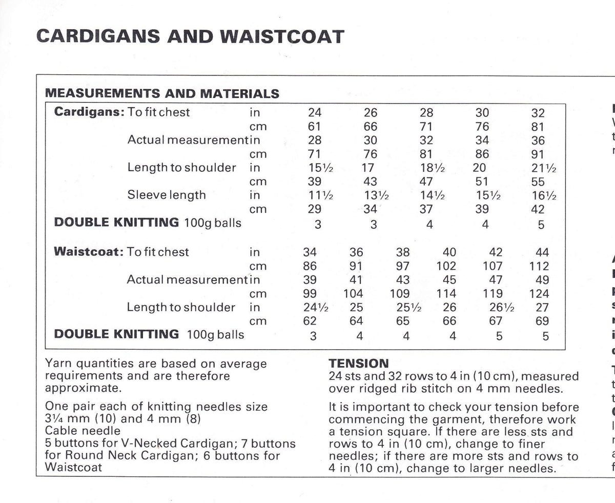 Mans  Children's Aran Cardigans - 2 Styles plus Mans waistcoat Chest 24" to 44"   DK (8Ply) Light Worsted wool Knitting pattern Download PDF