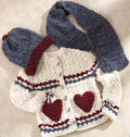 Girl's Crochet Cardigan with Heart pockets -Hat & Scarf DK Download PDF 25"- 28"- Crochet pattern worsted weight chenille Yarn- see images