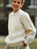 Women's Traditional Aran Raglan Sweater Feminine Round Neck Jumper 34 - 48" Knitting Pattern Aran 10ply Worsted Pdf Download- Scottish Knit