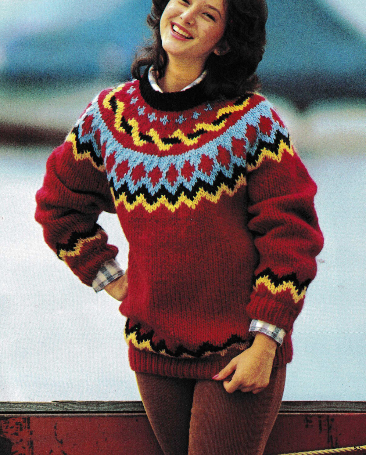 Woman's Fair Isle Yoked Cardigan/Sweater Icelandic Nordic Style Knit  Chunky Bulky (12 ply) Winter Knit- Download PDF