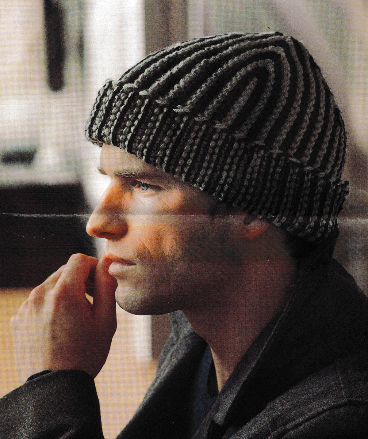 Woman's Chunky Knit Loopy Cowl + Mans Garter Stitch easy Beanie hat Knitting Pattern PDF download Easy Knit- Chunky Bulky 12 Play wool
