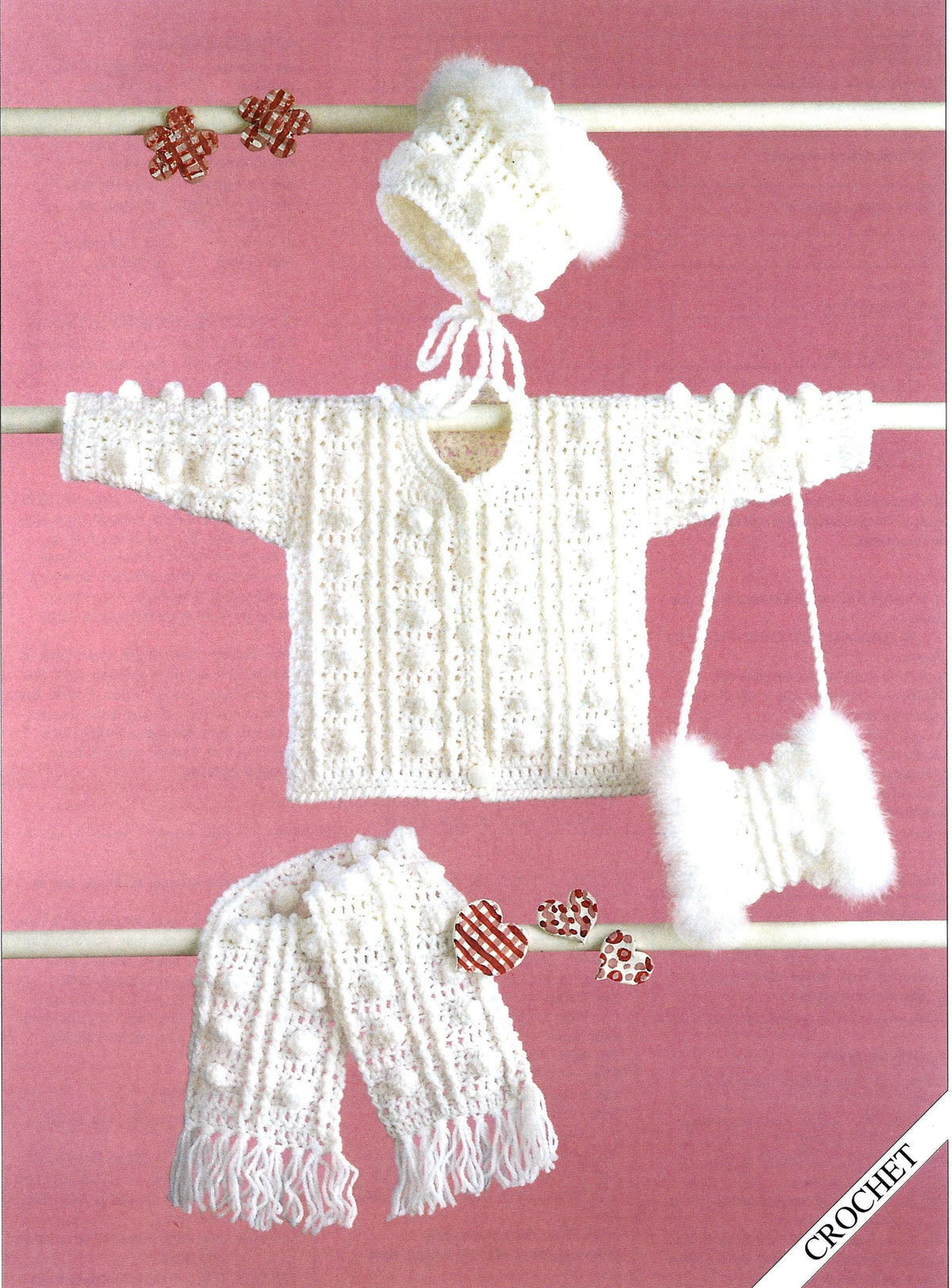 Baby Crochet Cardigan - Jacket  Hat Scarf & Muff Crochet Pattern Aran 10 Ply Worsted- Download PDF 18" -22" chest- UK crochet terms