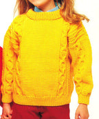 Easy Knit Aran Sweater Round Neck Cable Panel Boys Girls 24 - 32" Aran 10 Ply
