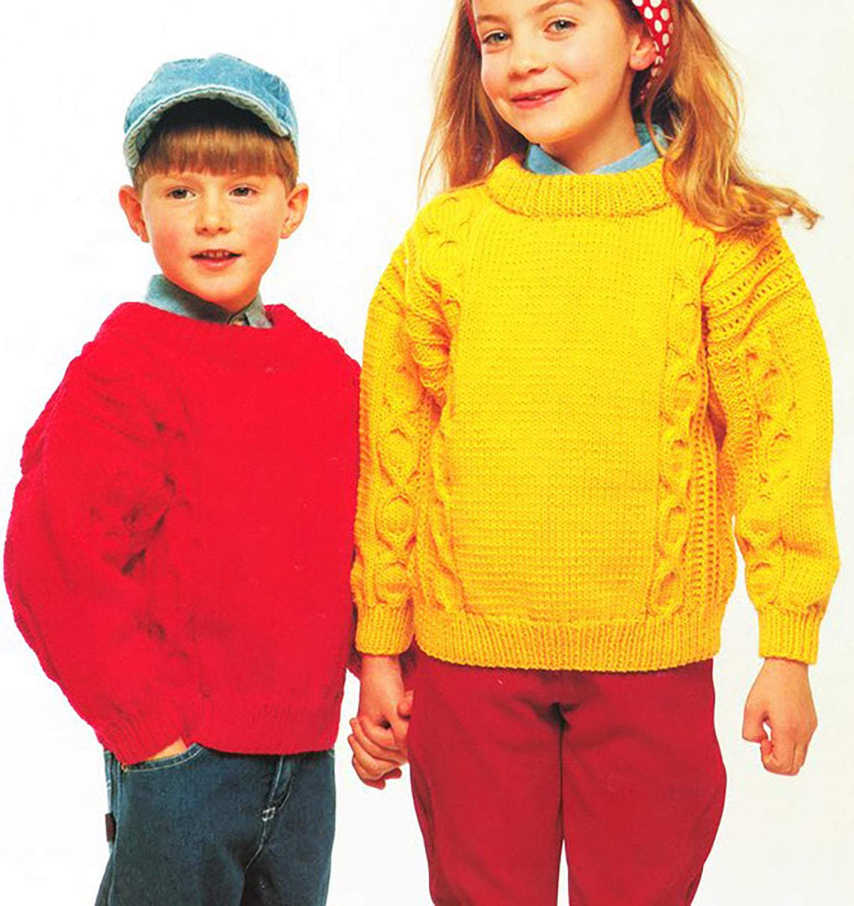 Easy Knit Aran Sweater Round Neck Cable Panel Boys Girls 24 - 32" Aran 10 Ply