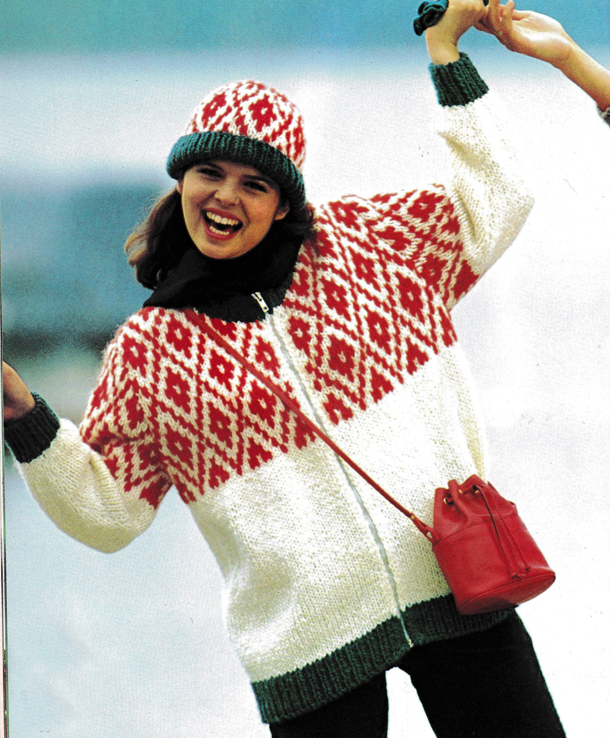 Womans Round Neck Fair Isle Zipped Jacket & Hat  Knit Flat ~ Chunky Icelandic Wool 12 Ply Knitting Pattern Instant Download PDF- See images