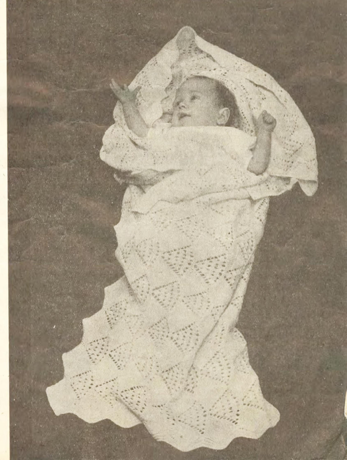 Baby Vintage Shawl in 3 ply Lambs wool - scalloped edges heritage shawl -46 Inches square Knitting pattern PDF Download Christening baptism
