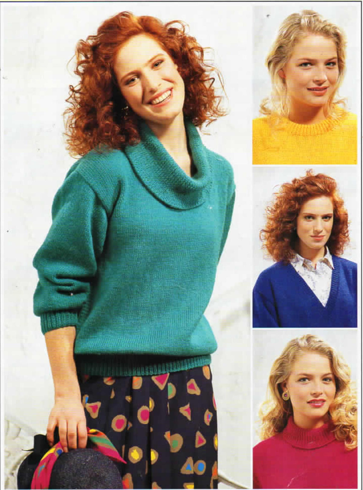 Ladies Easy Knit Classic Sweaters  4 Different neck styles to knit -V neck round- polo- turtle Knitting Pattern DK 32-44" chest Download PDF