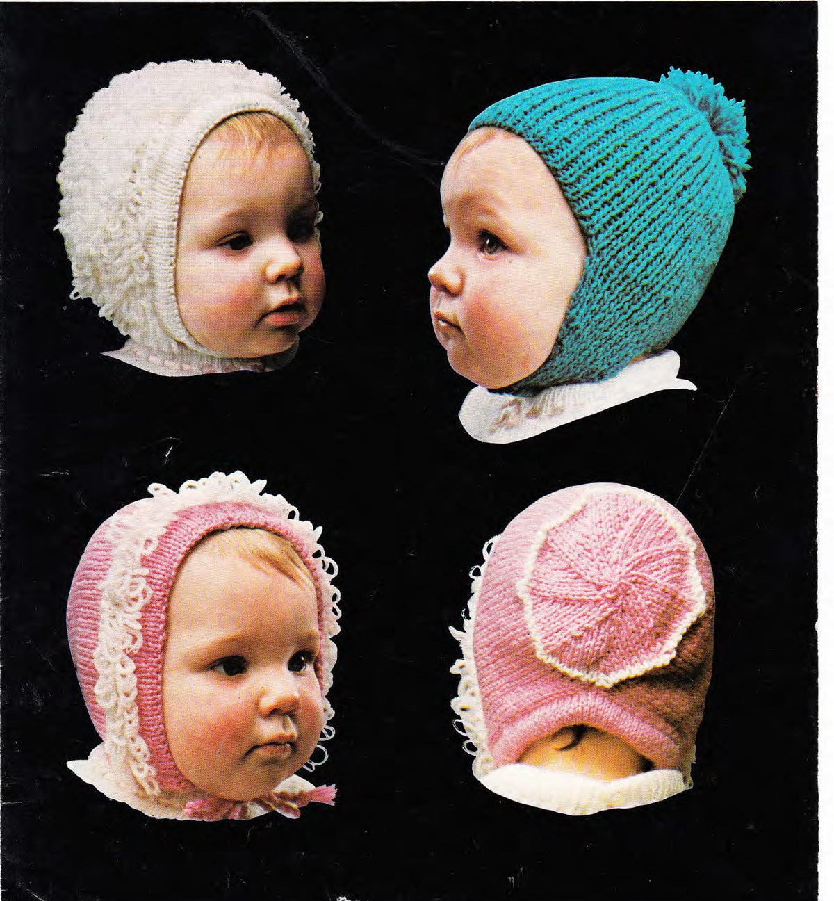 Vintage Baby Boy Girl Hats 3 Styles in DK - 8 ply Light worsted Knitting pattern Download PDF- 1st 2nd sizes see images for more information