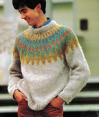 Mans Fair Isle Yoked Sweater Icelandic Nordic Style Knit  Chunky Bulky (12 ply) Winter Knit- Download PDF
