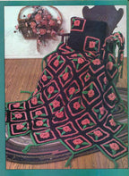 Vintage Crochet Posies Afghan- Throw & pillow with tassel edges  Crochet Pattern Download PDF  measures 47.5" x 57" when complete