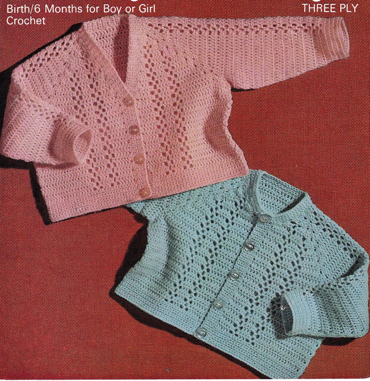 Crochet Baby Cardigans, V neck Round Neck Boy Girls- premature 18" - 19"(Birth-6 months)in 3ply Fingering wool- Crochet Pattern Download PDF
