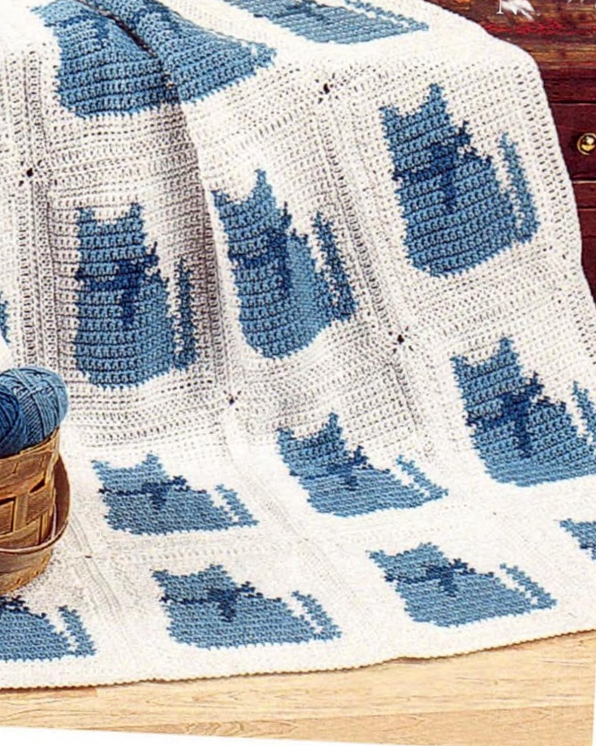 Vintage Crochet Blanket Afghan Cats Kittens 45" x 65" - Worsted 10Ply Yarn ~ Crochet Pattern PDF Instant download