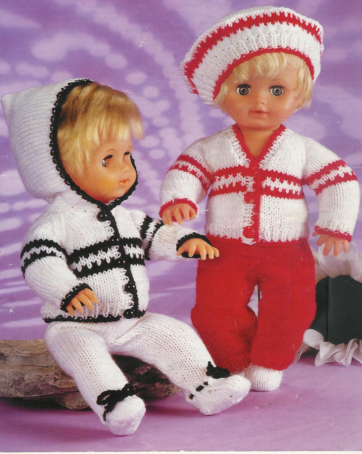 Baby Dolls Track suit Trousers Jacket Beret Hooded Boy & Girl Dolls Clothes 12"-22"  ~DK 8 Ply Light Worsted Knitting Pattern PDF download