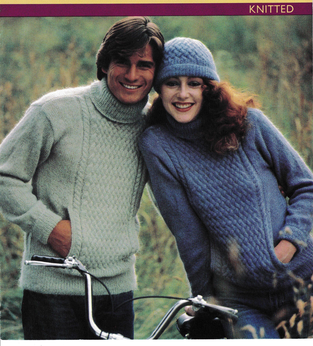 His N Her Unisex  Sweaters with Pocket & Matching hats Polo Turtle Neck  32"- 42" Knitting Pattern Download PDF DK 8 Ply - knit flat