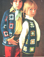 Girl's Crochet Granny Squares Cardigan & Waistcoat 4ply Fingering yarn or Cotton No 3  Download PDF 22- 28 Chest- Crochet pattern vintage
