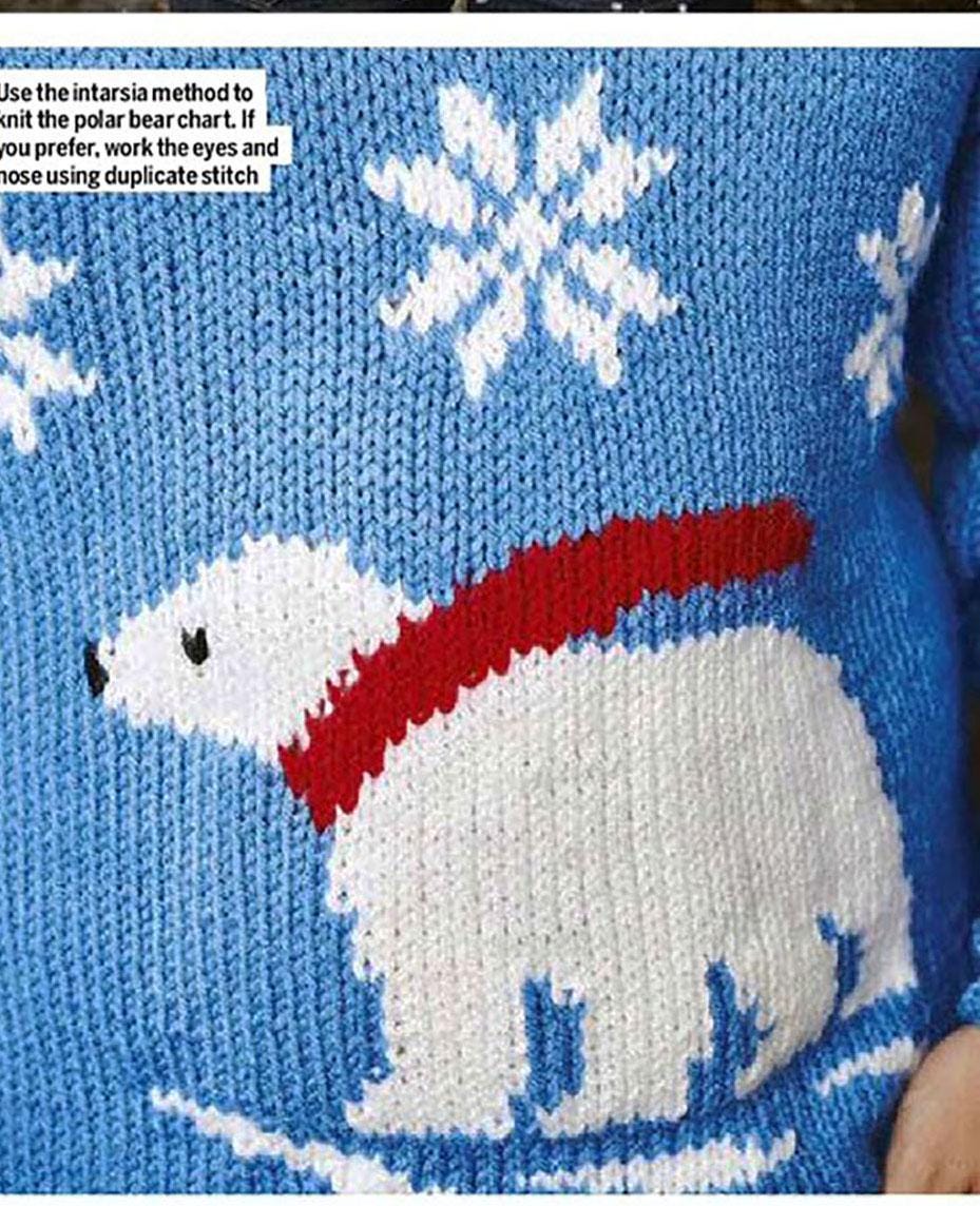 Man's Polar Bear - Christmas- Festive sweater- Jumper-  Chunky Bulky 12 ply- chest 32-58 "download Knitting Pattern PDF- Bottom Up-English