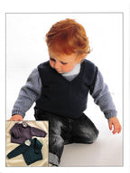 Boys  Plain Knit Sweaters- 3 styles on 1 pattern  Knitting Pattern- DK -8Ply wool- Instant Download PDF -14-24" chest   (Premature -3 years)