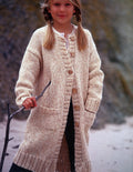 Easy Girl's Long Oversize Coat-Cardigan- with pockets Knitting Pattern Chunky Bulky 12 ply yarn-fits chest 24-32" (3y-12)  PDF download