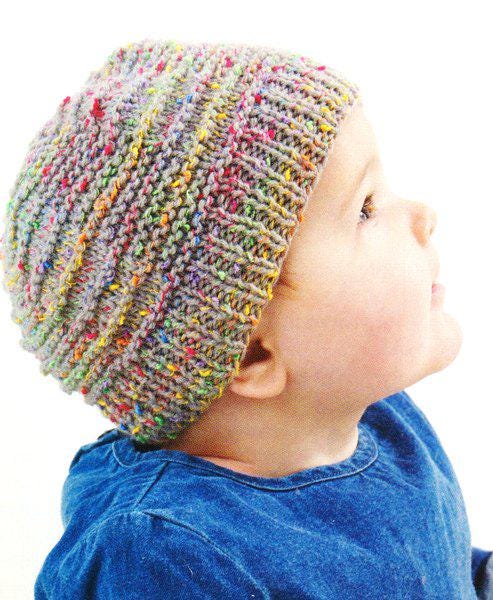Easy Beginners Winter Knit Hat - Garter Stitch Pull on  DK 8 Ply Light Worsted Knitting Pattern PDF download
