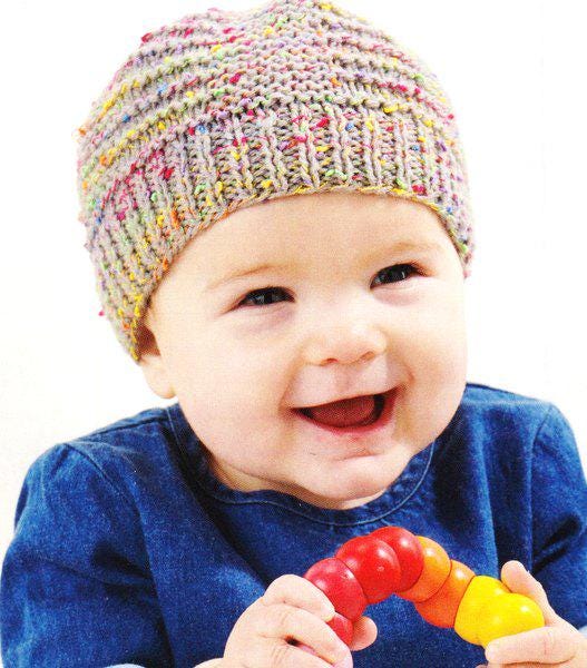 Easy Beginners Winter Knit Hat - Garter Stitch Pull on  DK 8 Ply Light Worsted Knitting Pattern PDF download