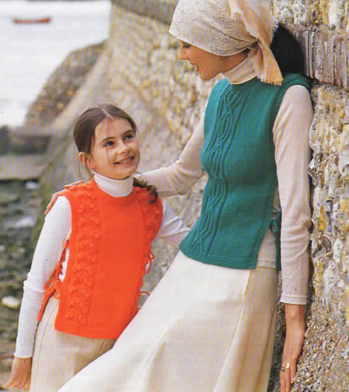 Woman- Girls Tabards Cable Bobble pattern- split Tie Sides 26"-40" DK 8Ply light Worsted Yarn- Knitting Pattern PDF Download