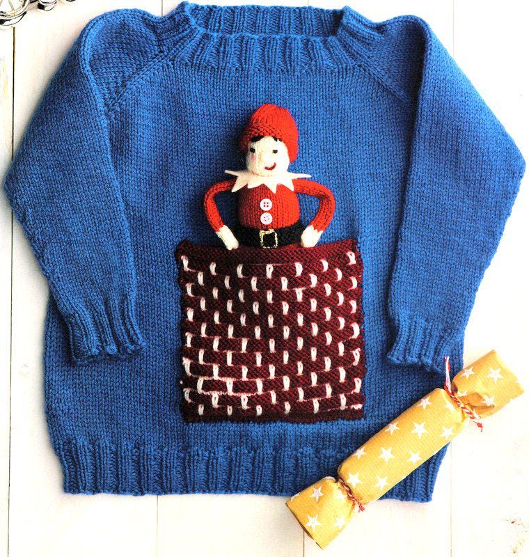Childs Christmas Elf Doll Sweater Jumper Boys Girls 20" - 30" ~ 1 - 11 Years ~ DK 8 Ply Light Worsted Knitting Pattern pdf Download English