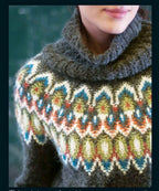 Loose Fit Turtleneck Pullover Icelandic style Sweater- Knitting Pattern, Fair Isle, Download PDF  38" - 47" DK 8 ply Top down from Neck