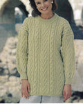 Women's Aran Cable Sweater Feminine Round Neck Jumper 28 - 46" Knitting Pattern DK 8ply Light Worsted Pdf Download- Scottish Knit