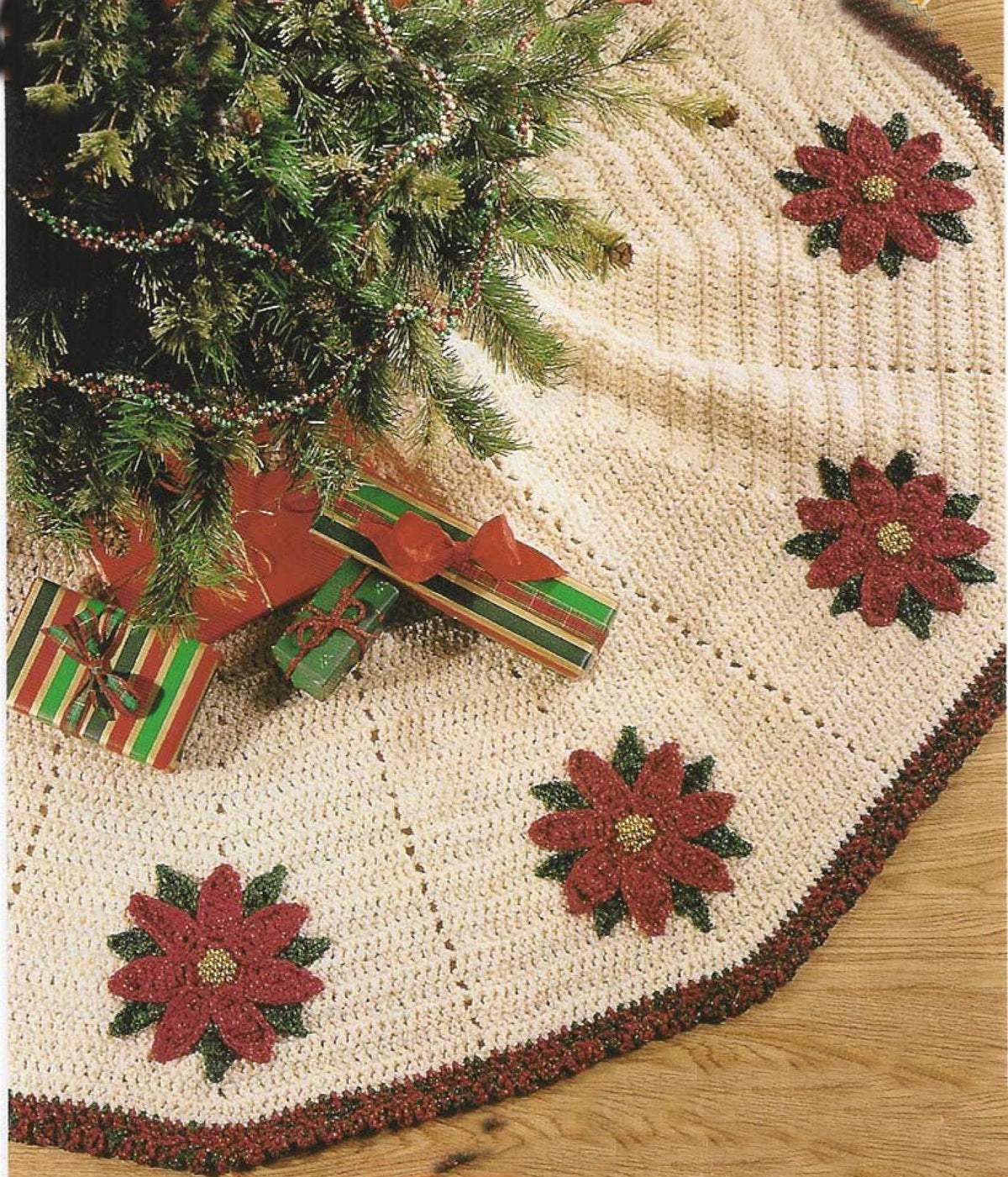 Crochet Christmas Tree Skirt- Christmas Crochet- Seasonal-Novelty- Crochet Pattern-Heavy worsted yarn  measures 60" across download PDF