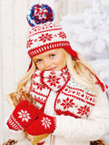 Fair Isle Scandinavian style earflap hat, Scarf & Mitts Snowflake design in Dk 8 ply - fits ages 2-5 years- Knitting Pattern Download PDF