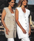 Woman's Eyelet patterned Gilet Waistcoat- Cardigan sleeveless - Knitting pattern- chest 30 - 44" Download PDF- DK 8 PLY