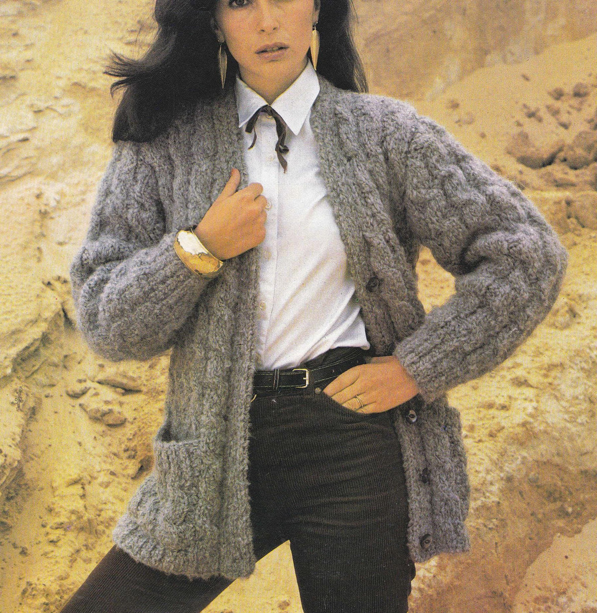 Long Easy Knit Cardigan with Pockets Chunky Cable Jacket Women's fits  34 - 38" Chunky Bulky 12 ply  PDF Knitting Pattern Download