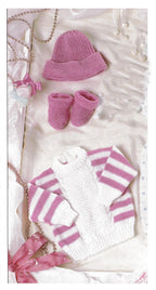 Baby stripe sweater & matching hat- shoes in DK 8 Ply -Knitting Pattern PDF Download pattern - Fits  18-24" see images for more information